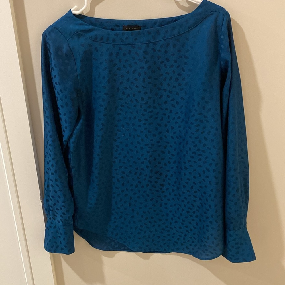 Ann Taylor Teal Patterned Top - image 3